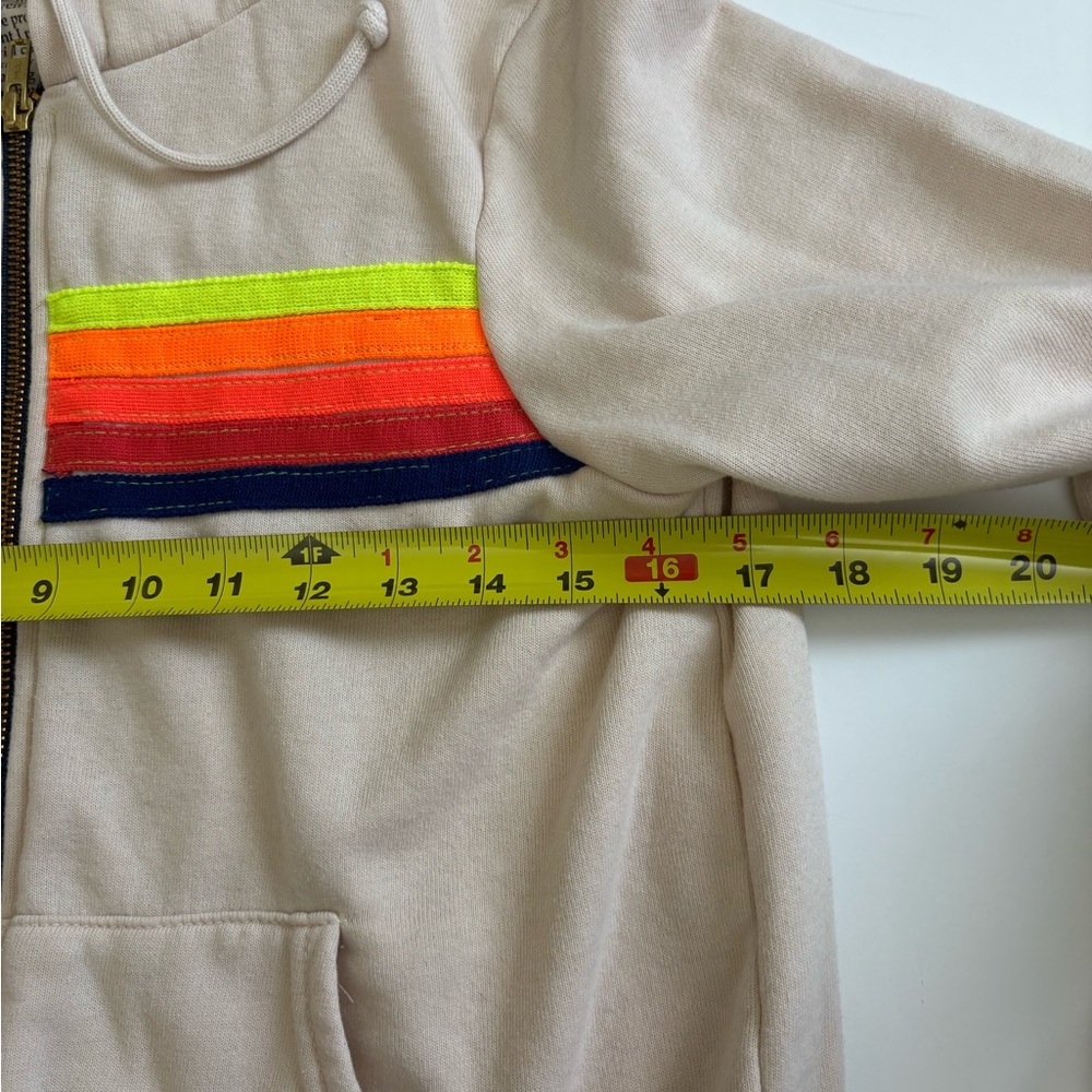 Aviator Nation Cream Color 5 Stripe Full Zip Hoodie Size XS *See description - Picture 5 of 9